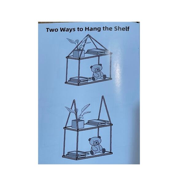 Bamboo Hanging Shelves for Wall 2 Tier - Picture 5 of 8